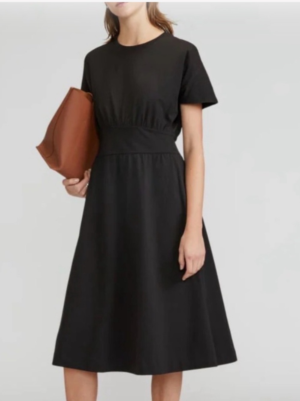 EVERLANE Organic Cotton Short Sleeve Fit and Flare Midi Dress XL
